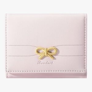 NEW! Pink Trifold Wallet with Gold Bow Accent